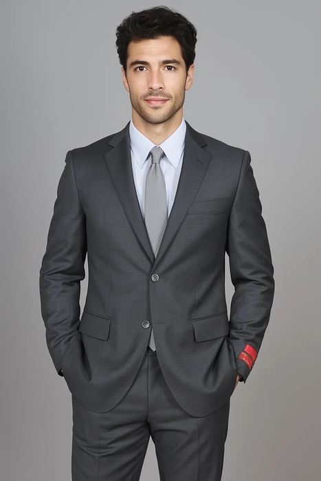 Charcoal Gray Sharkskin 2-Button  Suit
