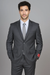 Mantoni Suit - Signature Menswear Wool Fabric SuitsOutlet - Men's Classic Fit Sharkskin Grey Black 2-Button Suit  - High End Suits - High Quality Suits