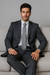 Mantoni Suit - Signature Menswear Wool Fabric SuitsOutlet - Men's Classic Fit Sharkskin Grey Black 2-Button Suit  - High End Suits - High Quality Suits