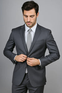 Charcoal Gray Sharkskin 2-Button  Suit