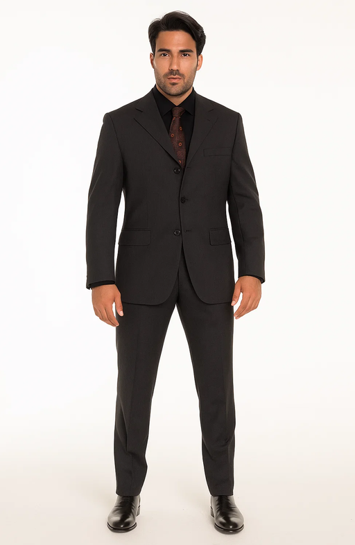 Gianni Charcoal Gray Super 120'S Available In 2 Or 3 Buttons Style Regular Classic Cut - Color: Dark Grey Suit