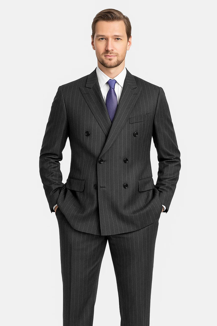  Charcoal Pinstripe Double Breasted Suits