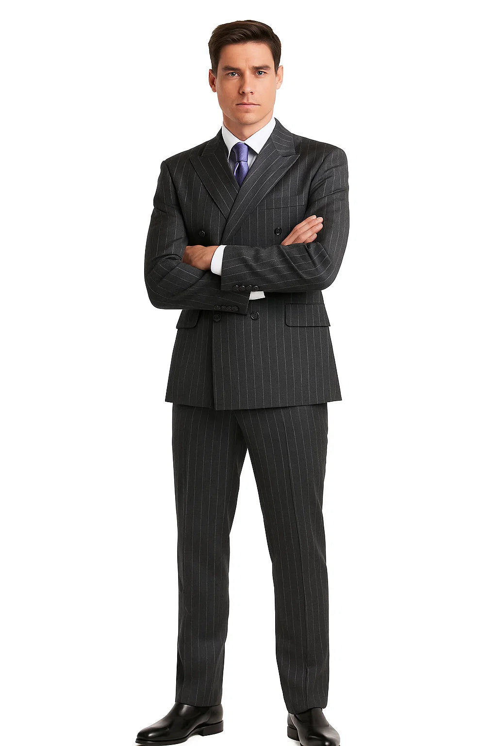  Charcoal Pinstripe Double Breasted Suits