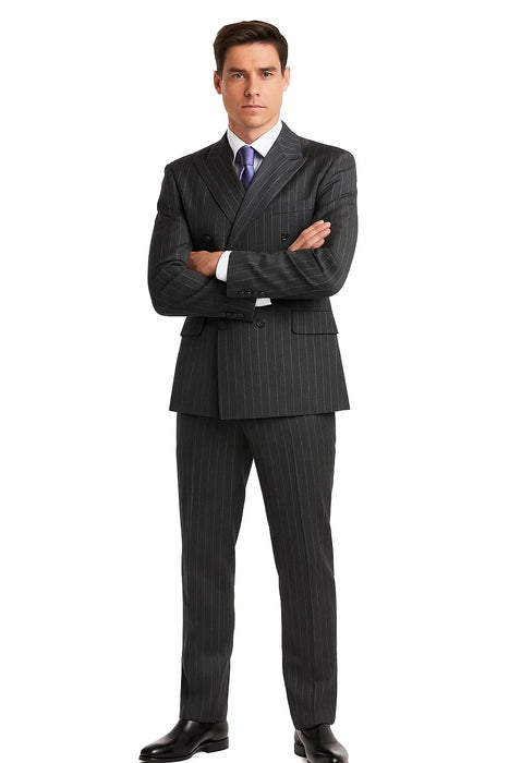  Charcoal Pinstripe Double Breasted Suits
