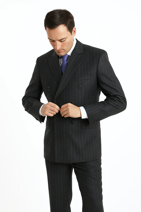  Charcoal Pinstripe Double Breasted Suits