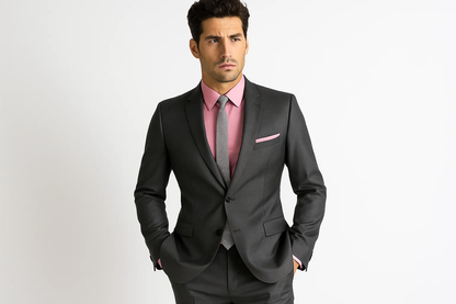Men's Charcoal Slim Fit Cheap Priced Business Suit Clearance Sale - Image 2