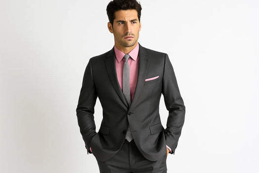 Men's Charcoal Slim Fit Cheap Priced Business Suit Clearance Sale - Image 2