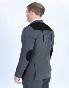 Men's Western Charcoal Suit Sport Coat with Suede Yokes and Elbow Patches - Image 3
