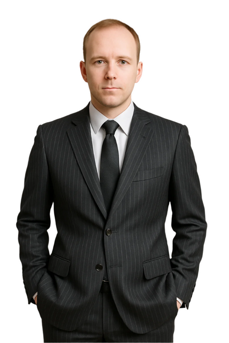 Dark Navy Wide Pinstripe 2 Button Men's Suit - Dark Blue Suit
