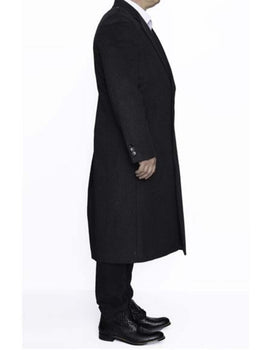 3 Button Full Length Wool Dress Ankle length Dark Charcoal Top Coat/Overcoat