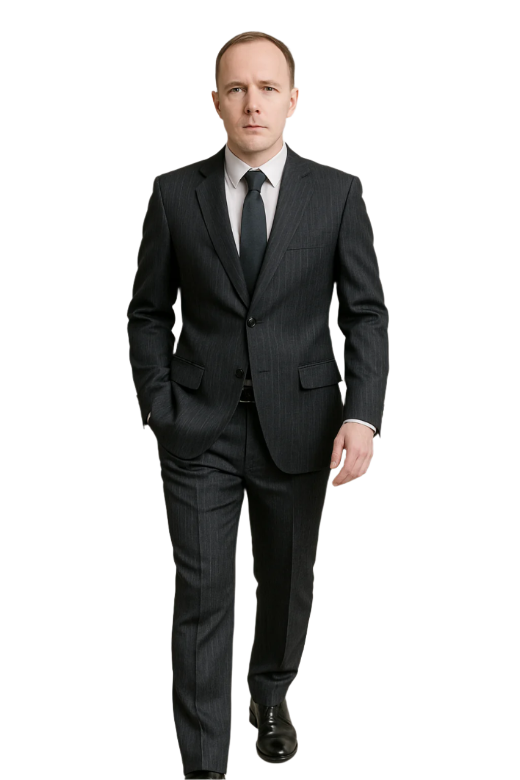 Dark Navy Wide Pinstripe 2 Button Men's Suit - Dark Blue Suit - Image 22