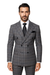 Suits With Baggy Pleated Pants - Wide Leg Pants 100% Wool - Classic Fit in Color Charcoal with Blue Plaid by Rossiman