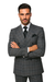 Suits With Baggy Pleated Pants - Wide Leg Pants 100% Wool - Classic Fit in Color Charcoal with Blue Plaid by Rossiman