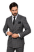 Suits With Baggy Pleated Pants - Wide Leg Pants 100% Wool - Classic Fit in Color Charcoal with Blue Plaid by Rossiman