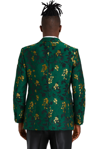 Men's slim fit hunter green and gold paisley prom and wedding tuxedo jacket - Image 5