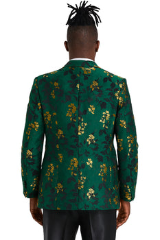 Men's slim fit hunter green and gold paisley prom and wedding tuxedo jacket - Image 5