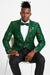 Men's slim fit hunter green and gold paisley prom and wedding tuxedo jacket