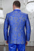Men's royal blue paisley lace print tuxedo with double breasted vest – prom & wedding suit