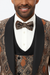 Men's Rust Geometric Pattern Tuxedo with Vest & Bowtie – One Button Formal Suit