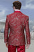 Men’s Red Paisley Brocade Prom Tuxedo with Vested Double Breasted Suit – Wedding Ready