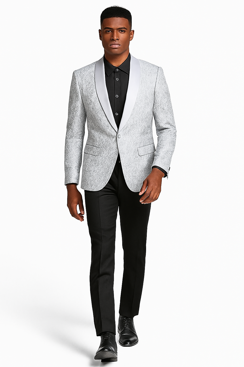 Mensusa Men’s Silver Grey Tonal Paisley Tuxedo Jacket – Slim Fit Wedding & Pro ...