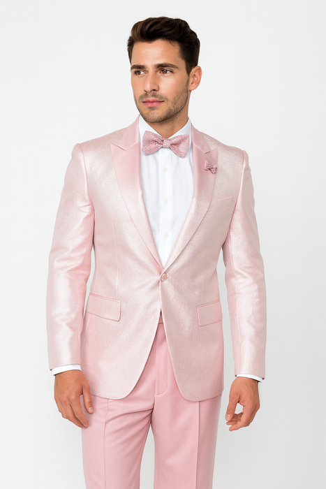 Tiglio Rosso Suit  - Classic Fit Athletic Cut 100% Wool Super 150s Italian Fabric Peak Lapel in Color Light Pink