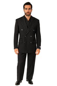 Tiglio Rosso Suit  - Classic Fit Athletic Cut 100% Wool Super 150s Italian Fabric Peak Lapel in Color Black/White