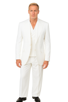 Tiglio Rosso Suit  - Classic Fit Athletic Cut 100% Wool Super 150s Italian Fabric Peak Lapel in Color Off White