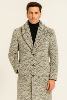Vintage 1920s Gangster Pimp Coat – Full Length Leopard Faux Fur Style Gray Grey Color