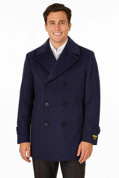 Big & Tall Men's Wool Peacoat â Classic Double Breasted Overcoat - Image 4