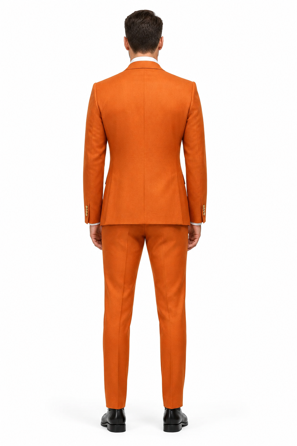Rossiman Men's Rust Slim Fit Suit – 3-Piece Set with Double-Breasted Vest & Flat Front Pants