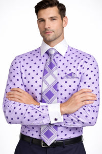 Polka Dot Dress Shirt - Purple