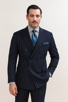1920s Mens Suit - 1920s Mens Outfit - 1920s  costume  Bold Pinstripe  Suit in Navy
