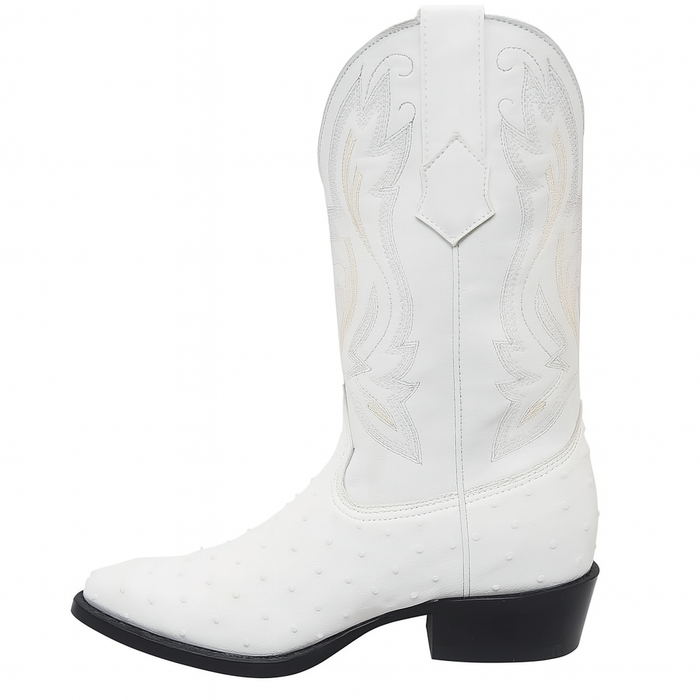 Print Ostrich Boots White