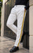 Men’s White Tuxedo Pants with Gold Sateen Side Stripe – Formal Dress Pants for Wedding and Prom