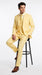 Men’s Yellow Seersucker 3 Piece Suit, 100% Cotton Summer Wedding Dress Suit