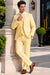 Men’s Yellow Seersucker 3 Piece Suit, 100% Cotton Summer Wedding Dress Suit