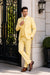 Men’s Yellow Seersucker 3 Piece Suit, 100% Cotton Summer Wedding Dress Suit
