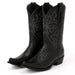 Black Caiman Tail Snip Toe Cowboy Boot