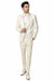 Men’s Champagne Ivory Paisley Dinner Jacket with Bow Tie, Off White Floral Formal Blazer