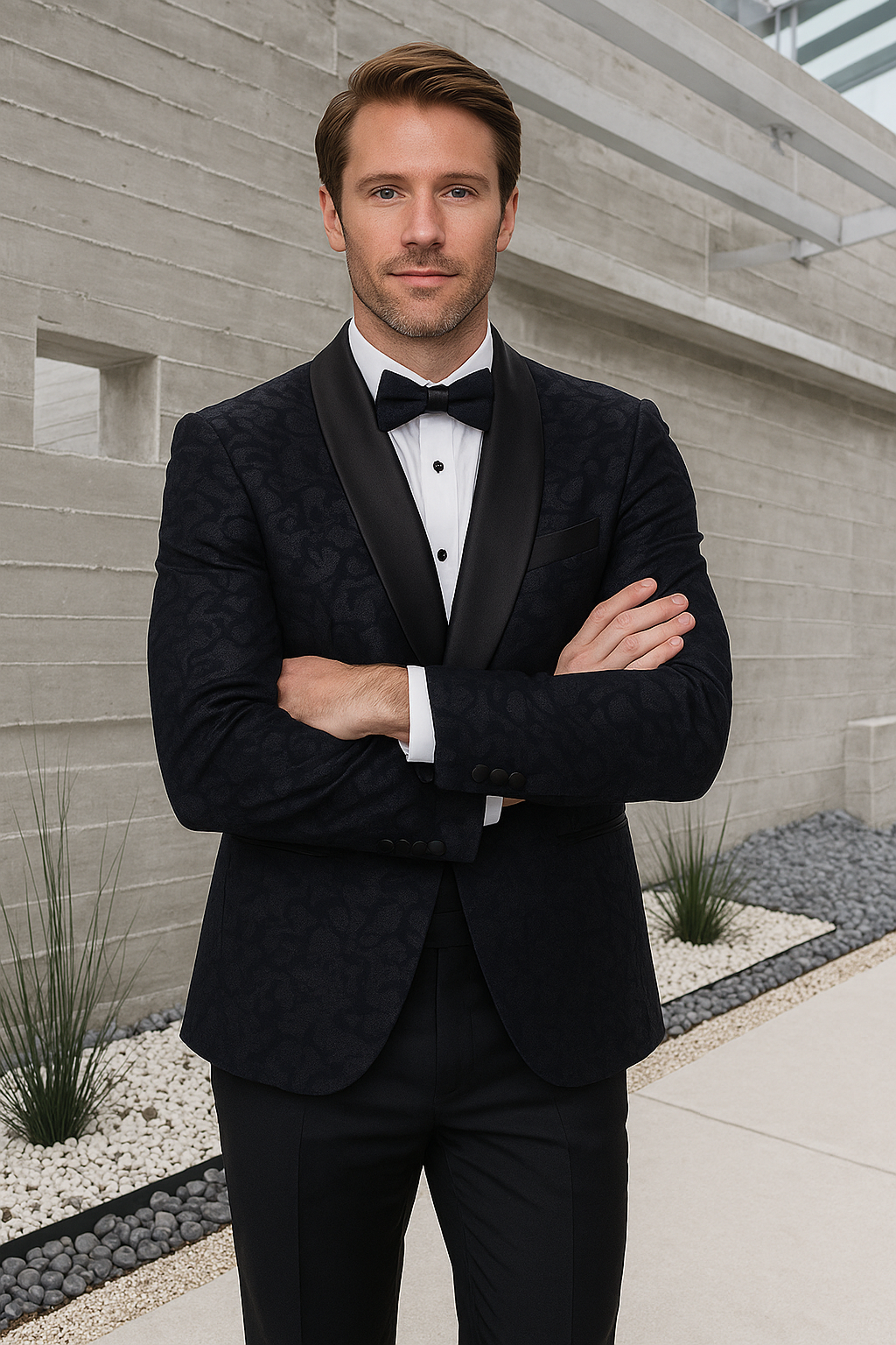 Men's Black Paisley Velvet Smoking Jacket Tuxedo with Vested Double Breasted Prom & Wed - Image 3