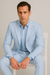 Seersucker Suit Peak Lapel Suit in Color "BLUE" - Summer Fabric Tone on Tone Shadow Stripe By Rossiman