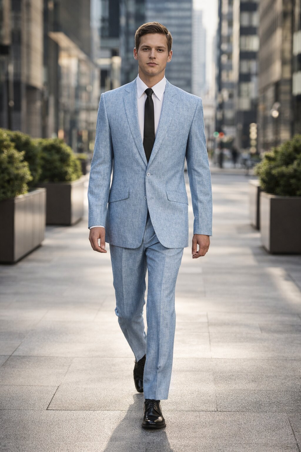 New Mens 2 Piece Luxurious 100% Mens Linen Suit - Cheap Priced Business Suits Clearance Sale 2 Buttons Blue