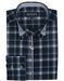 Men's Classic Long Sleeve Plaids And Checks Pattern Navy Casual Dress Shirt