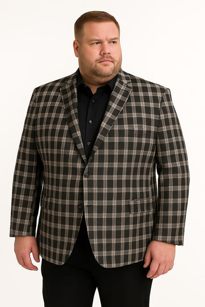 Mens Black and White Plaid Blazer – Modern Fit Checkered Windowpane Pattern Business Sport Coat - Image 3