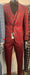Mens Burgundy Plaid Three-Piece Suit – Ultra Slim Fit Checkered Windowpane Redish 544-10