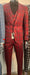 Mens Burgundy Plaid Three-Piece Suit – Ultra Slim Fit Checkered Windowpane Redish 544-10