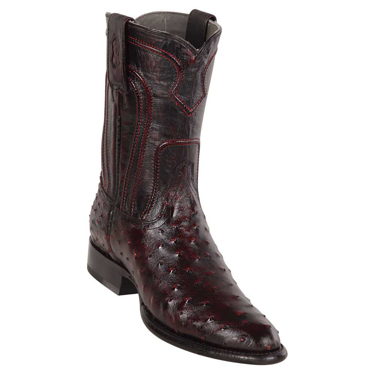 Los Altos Boots Cherry Black Boots Genuine Ostrich Skin
