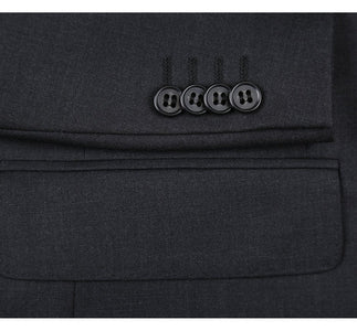 Renoir Clothing - Renoir Suit - Renoir Fashion - Super 140s Wool Two Button Slim Fit Charcoal Renoir Suit