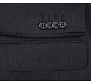 Renoir Clothing - Renoir Suit - Renoir Fashion - Super 140s Wool Two Button Slim Fit Charcoal Renoir Suit